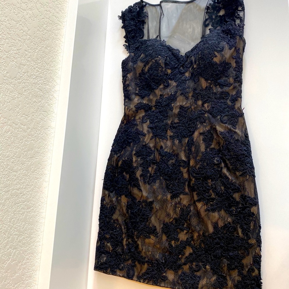 Black Lace Mini Cocktail Dress